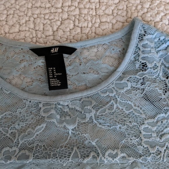 H&M light blue lace top (size M) - Picture 5 of 6